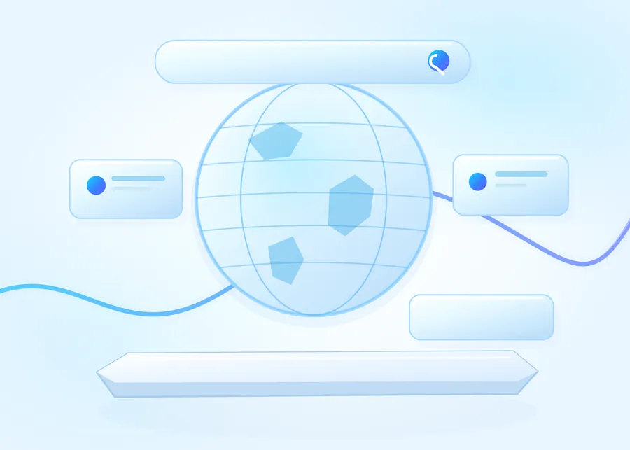 Ilustrație: glob pământesc cu adrese web